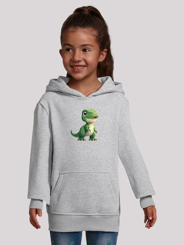 F4NT4STIC Sweatshirt 'Süßer grüner Dino' in Grau: Vorderseite