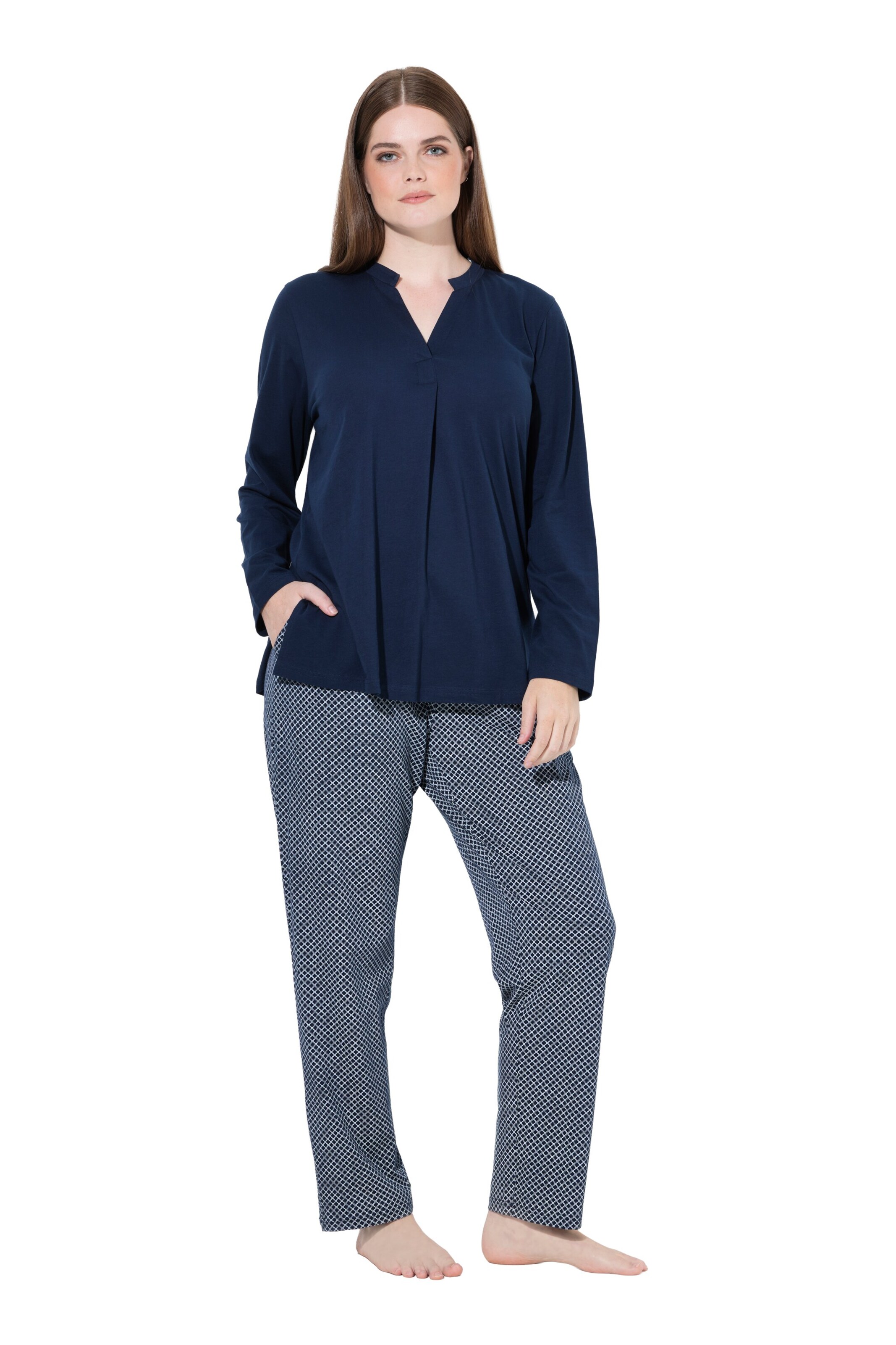 Ulla Popken Pyjama in Blauw: voorkant