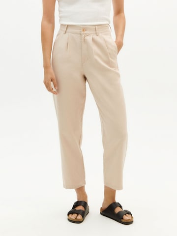 Thinking MU Loosefit Bundfaltenhose ' Hemp Rina ' in Weiß: Vorderseite