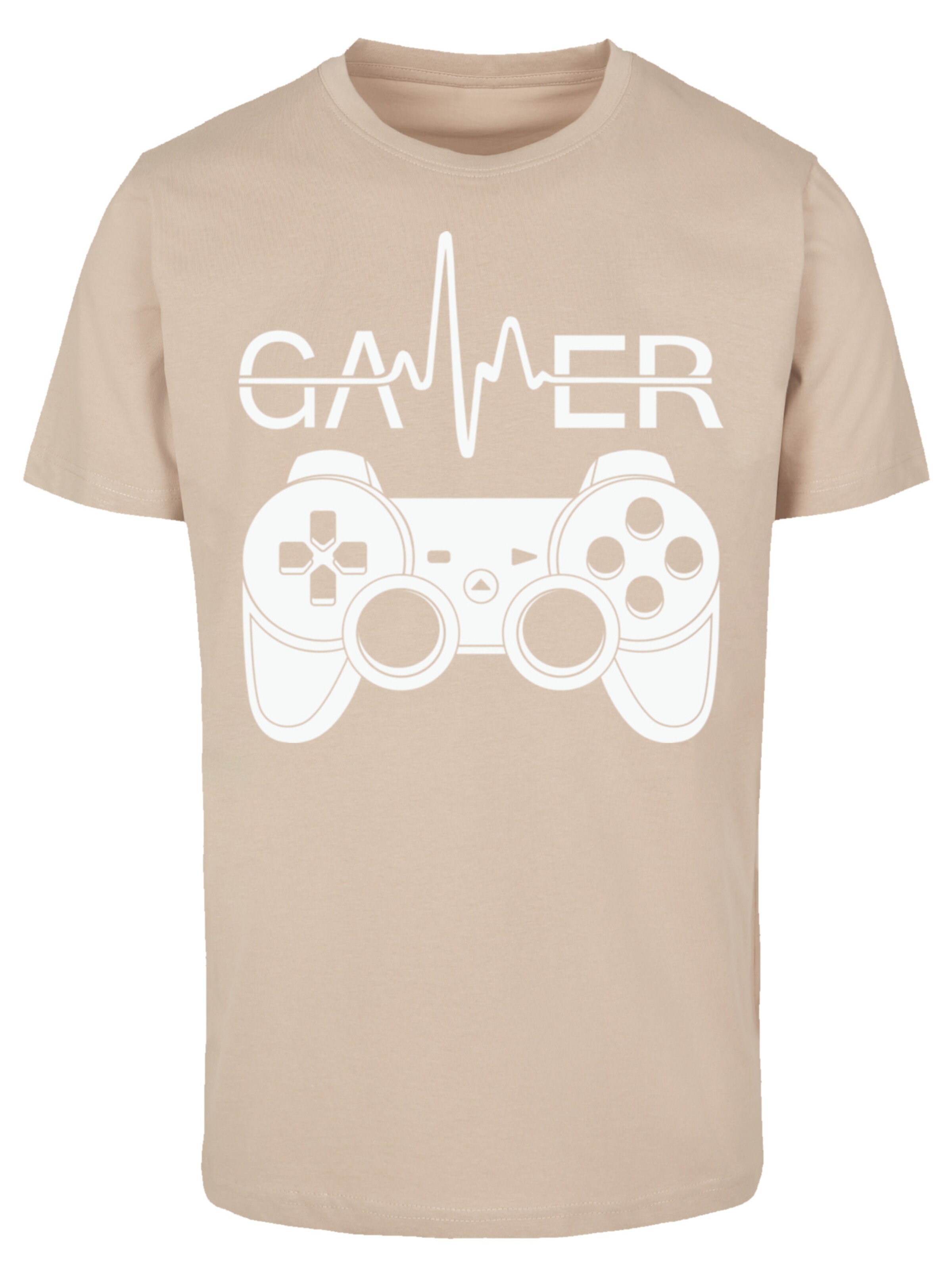 F4NT4STIC Shirt 'Gamer Heartbeat' in Beige: voorkant