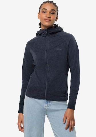 JACK WOLFSKIN Athletic Fleece Jacket 'Waldsee' in Blue: front