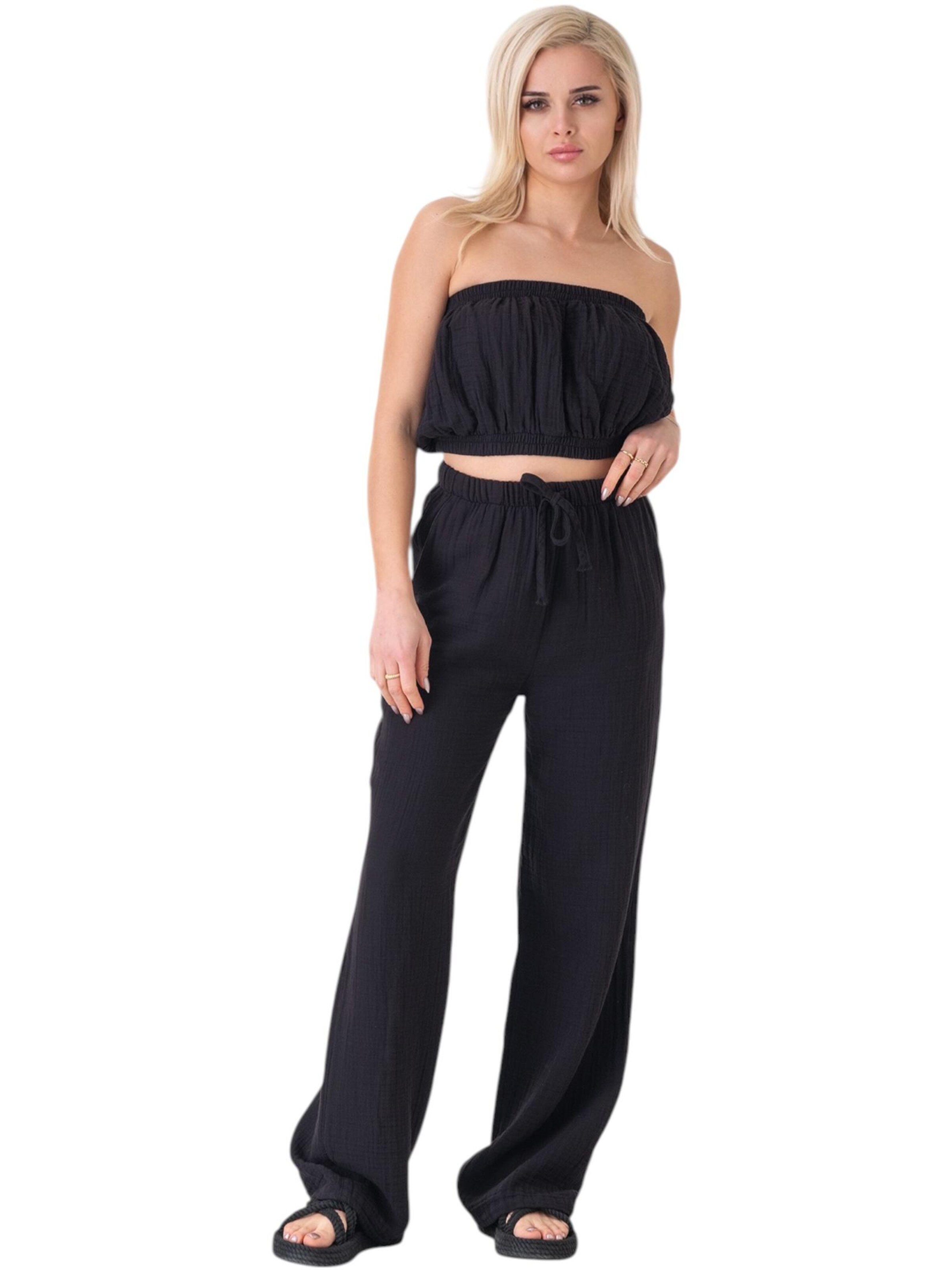 WENOR Wide Leg Bukser 'Eleni' i sort