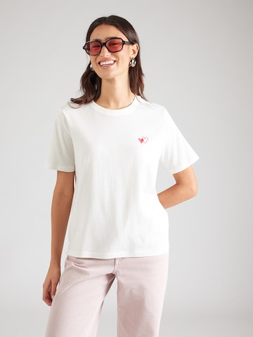 ONLY Μπλουζάκι 'ONLHAPPY' σε λευκό: μπροστά