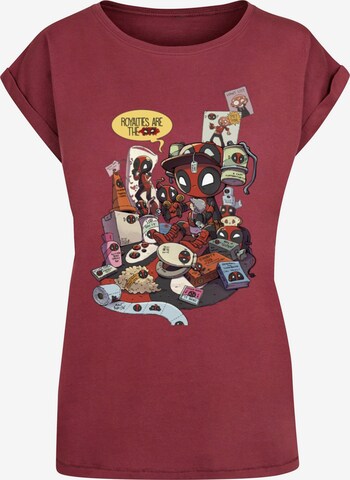 ABSOLUTE CULT Shirt 'Deadpool - Merchandise Royalties' in Rood: voorkant