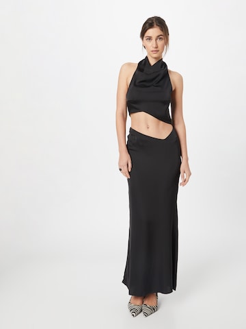 Misspap Suit '(Me) High Neck Satin Cowl Co-ord' in Black: front