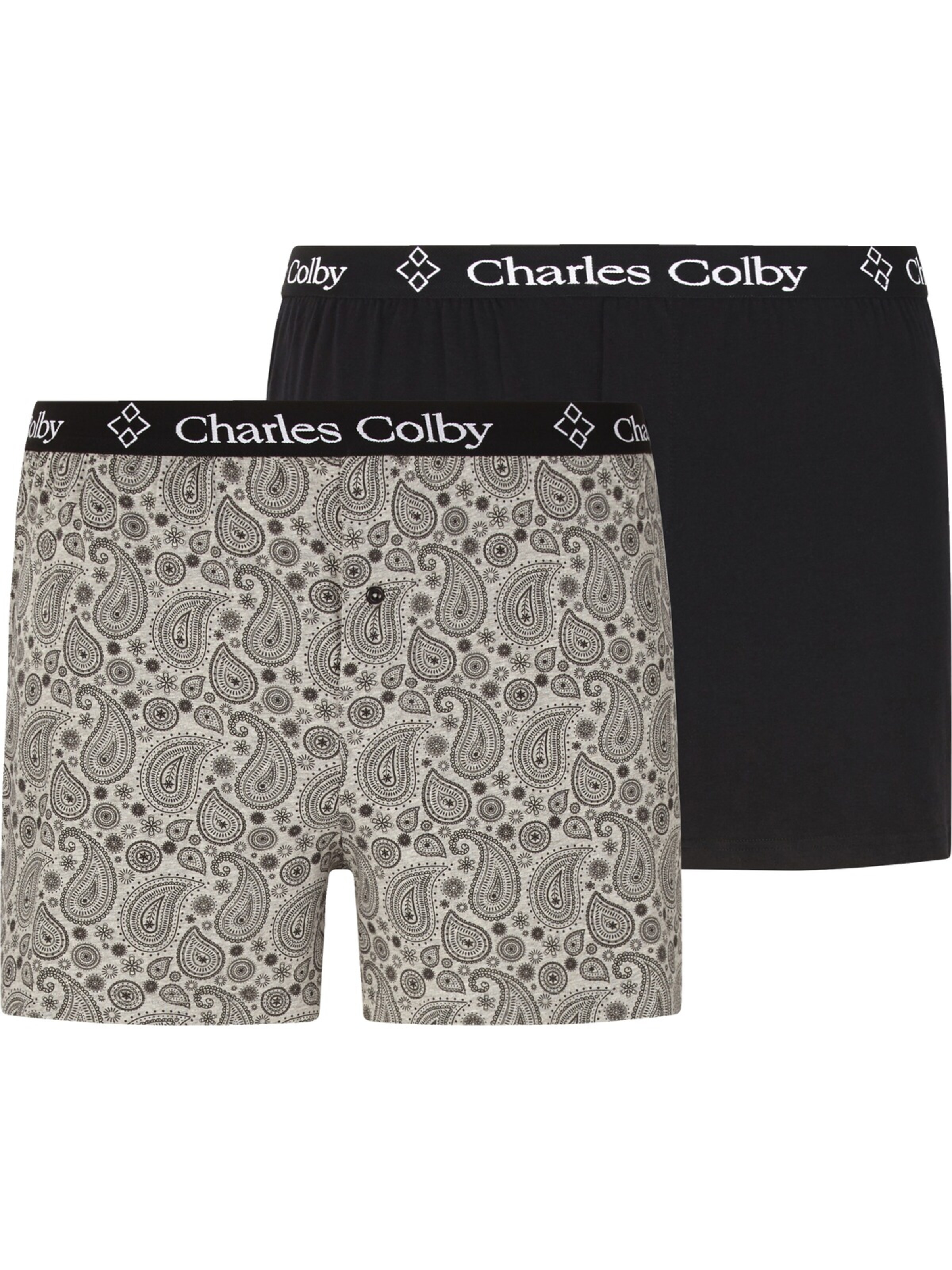 Charles Colby 2er Pack Boxershorts in Grau: Vorderseite