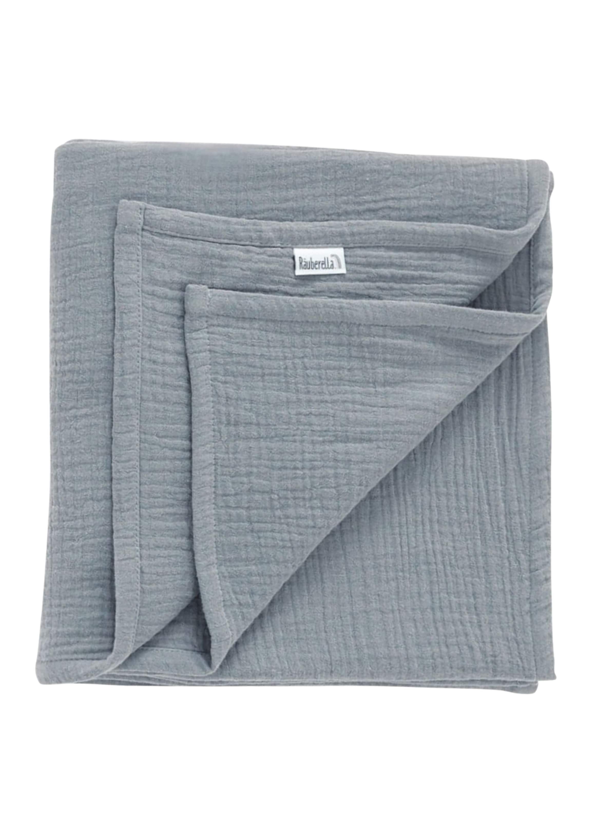 Räuberella Babydecke 'Musselin Babydecke (120x120cm) Grau-Blau'‌‌‌ in Blau: Vorderseite