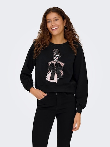 ONLY Sweatshirt 'ONLLABINET' in Zwart: voorkant