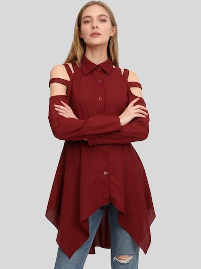 Camicia da donna LapaPlus di colore rosso vino, Visualizzazione prodotti