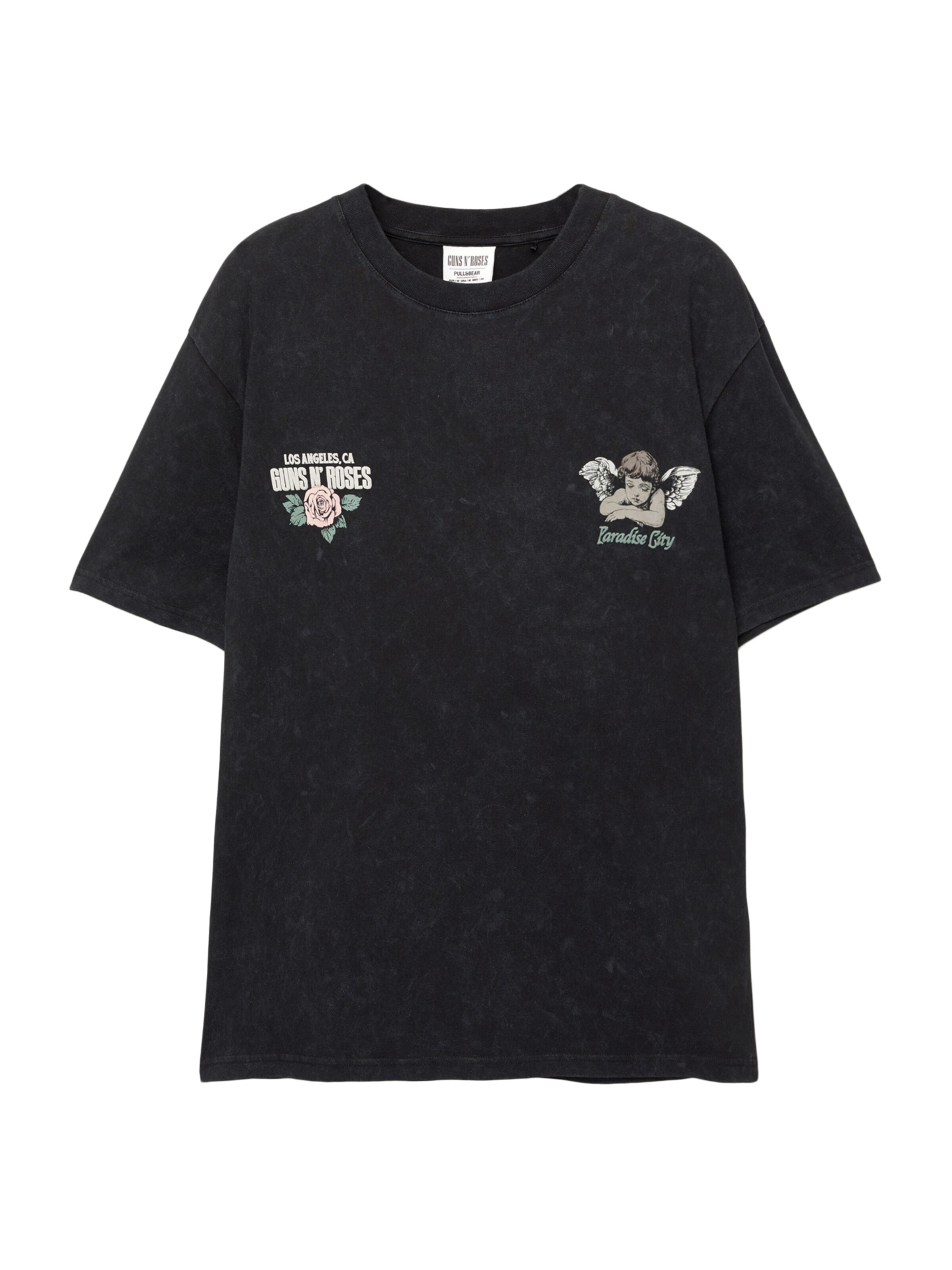 Pull&Bear Shirt 'GUNS PARADISE' in Light grey / Green / Pastel pink / Black, Item view