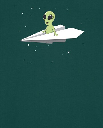 T-Shirt 'Alien on a paper plane' Watapparel en vert