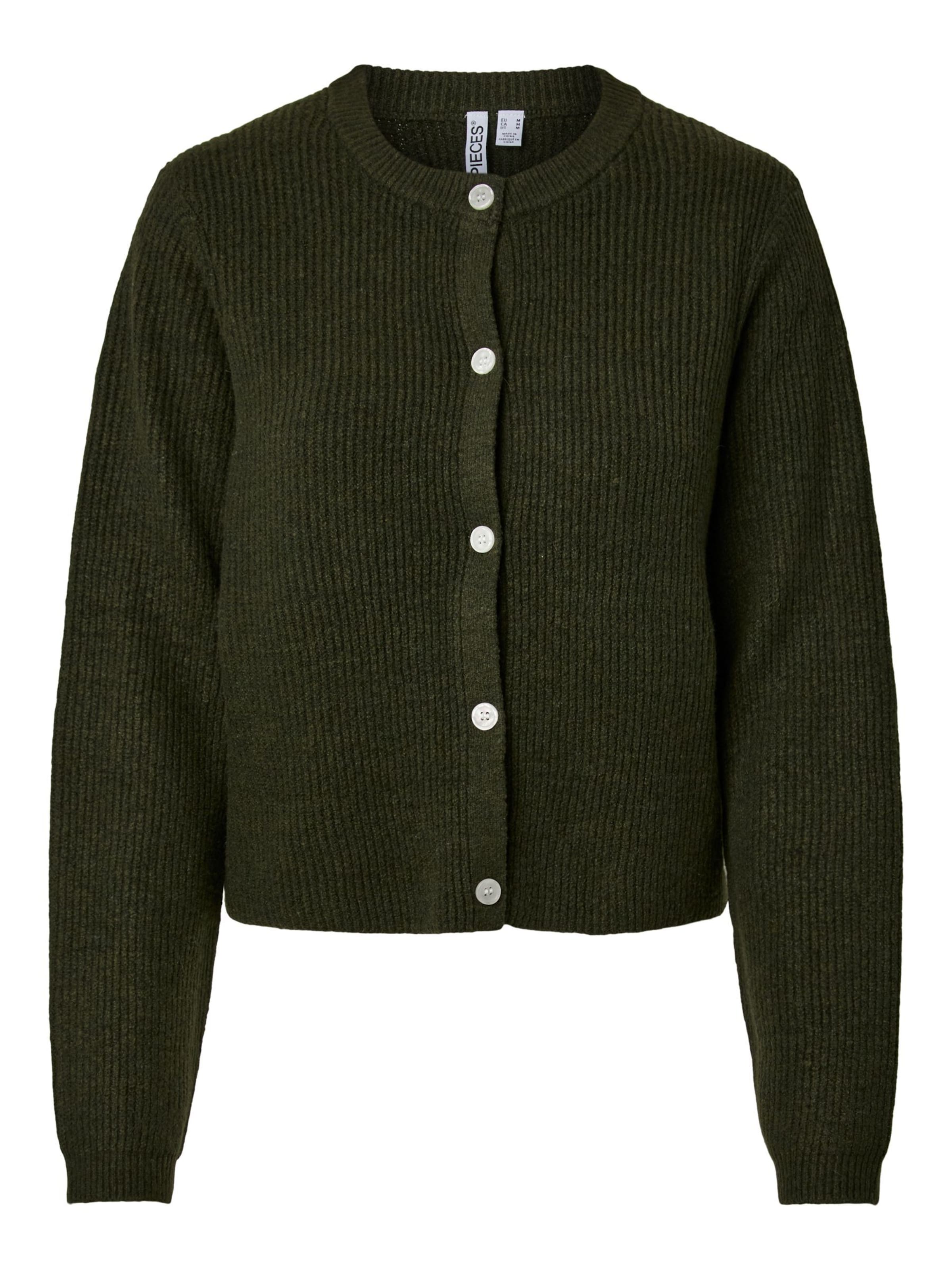 PIECES Knit Cardigan 'PCSILLY' in Green: front