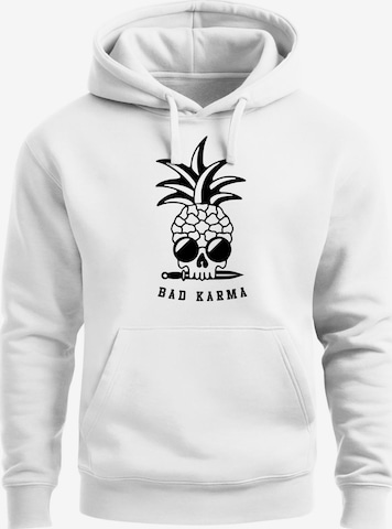 Neverless Sweatshirt 'Bad Karma Skull' in Weiß: Vorderseite