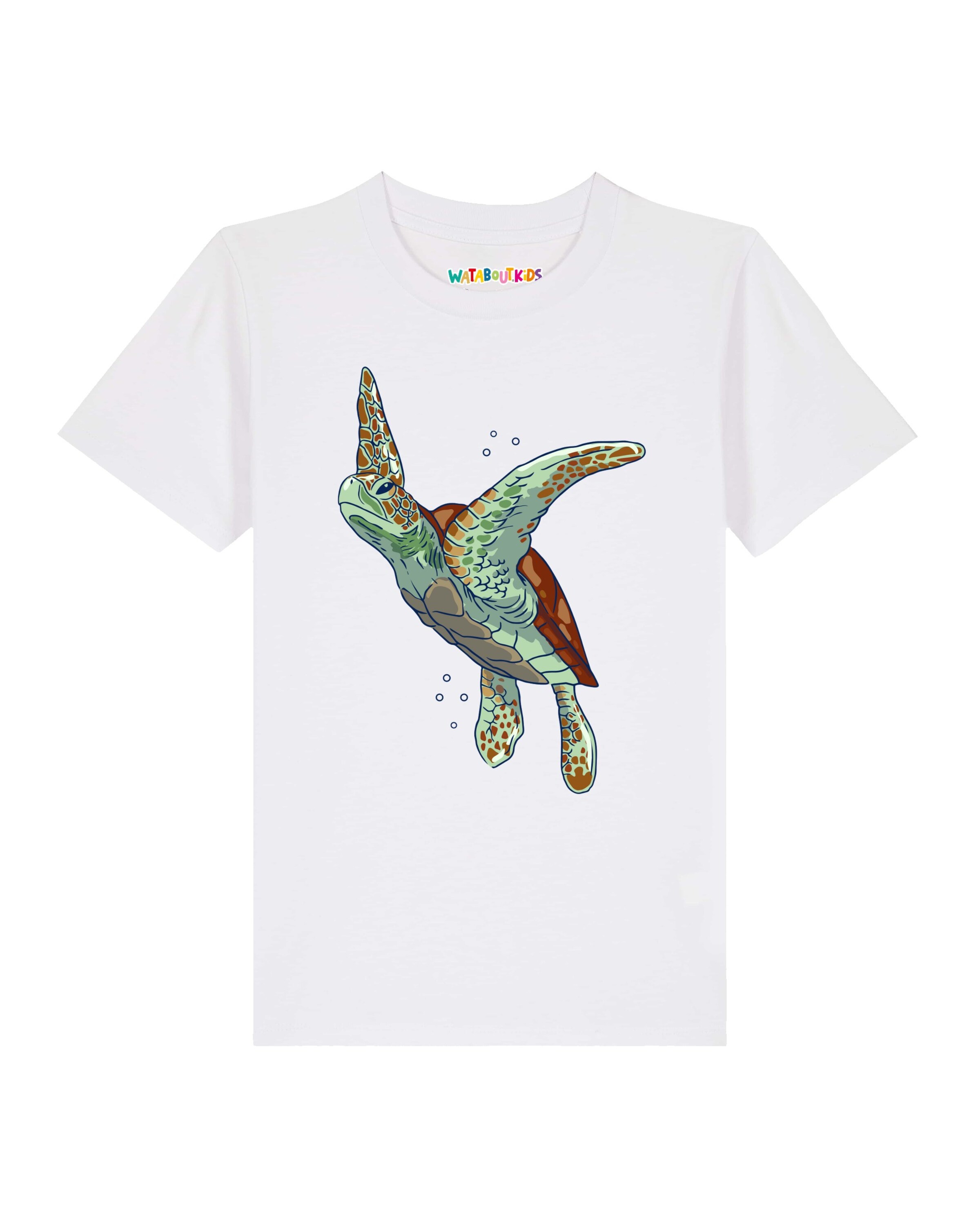 watabout.kids Shirt ' Schildkröte Watercolor ' in Wit: voorkant