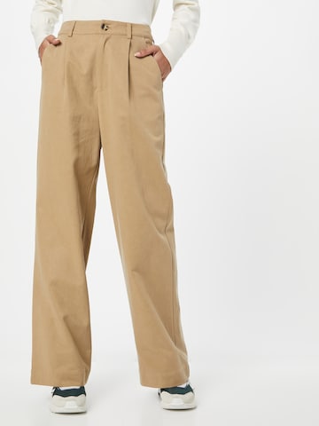 Esmé Studios Loose fit Pleated Pants 'Tamara' in Brown: front