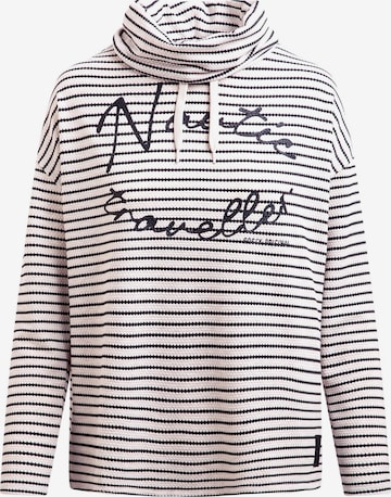 Soccx Strukturiertes Langarmshirt mit Streifen und Kragen in Beige: Vorderseite
