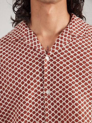 JACK & JONES Regular fit Button Up Shirt 'JORMONTAUK' in Red