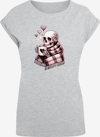T-shirt 'Cozy Winter Skelett' F4NT4STIC en gris : devant