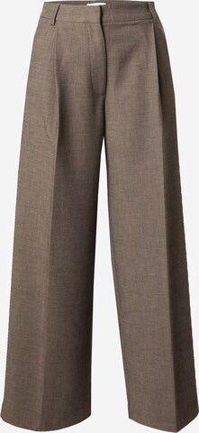 TOPSHOP - Pierna ancha Pantalón plisado en marrón: frente