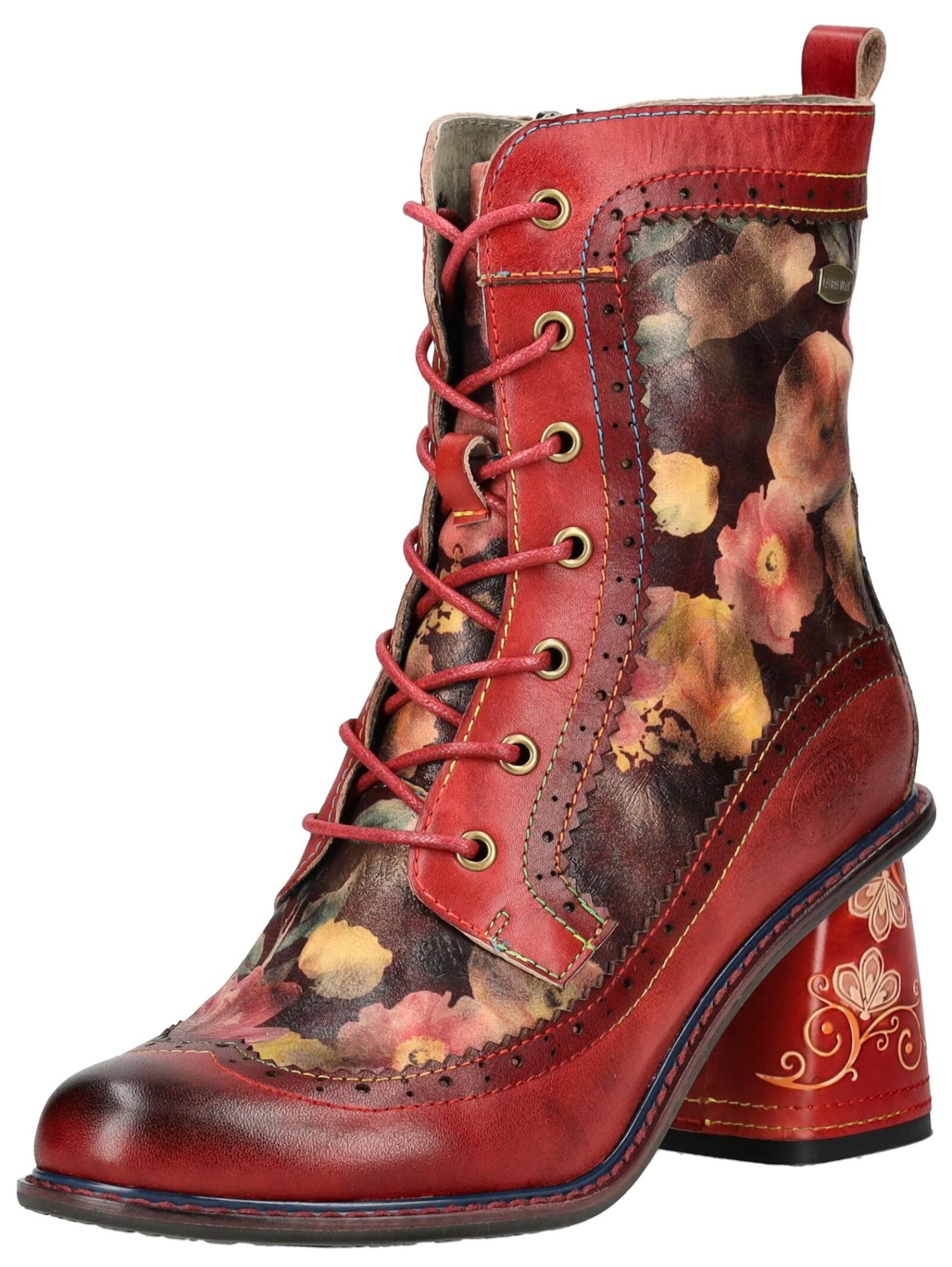 Laura Vita Lace-up bootie in Red: front