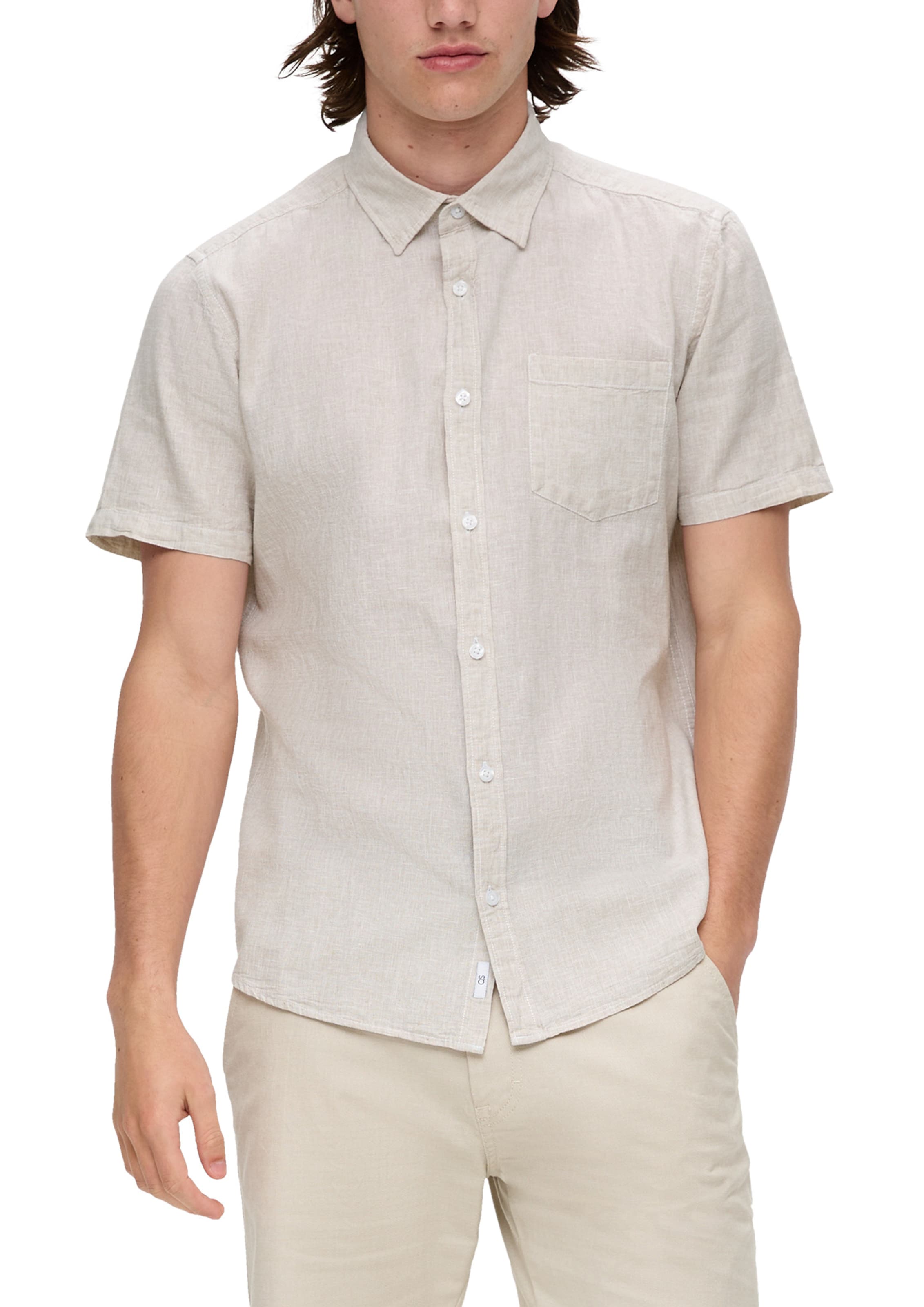 QS Slim fit Overhemd in Beige