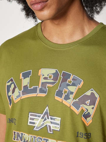 ALPHA INDUSTRIES Póló 'College' - zöld