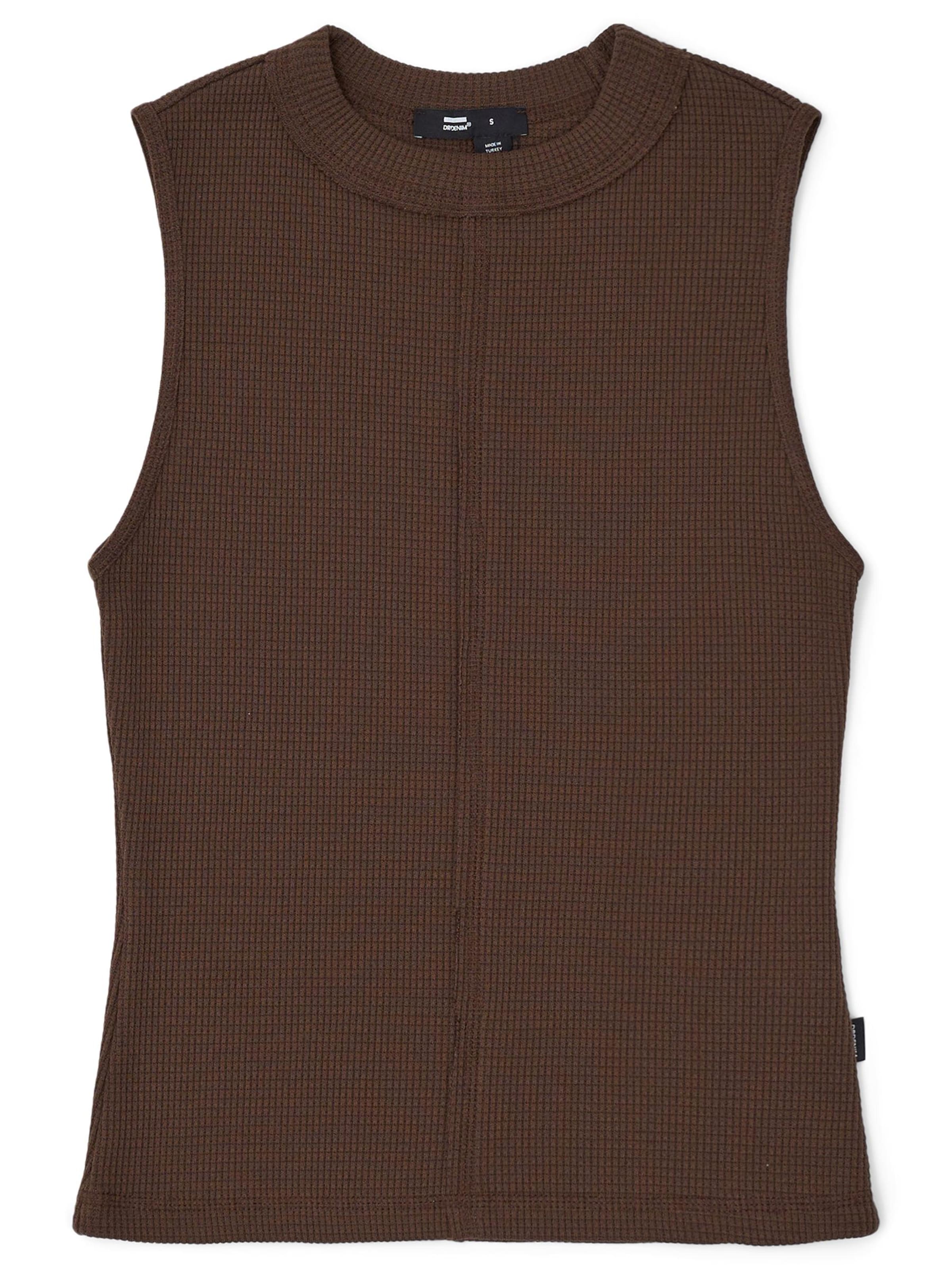 Dr. Denim Top 'Deia Waffle Top' in Bruin: voorkant