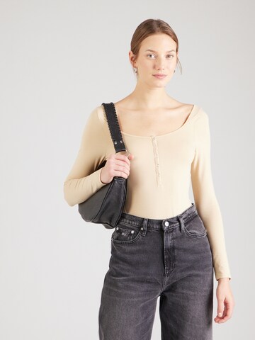 Monki Shirt bodysuit 'MICHELLE' in Beige: front