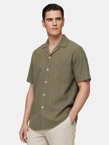 ALLTHEMEN Comfort fit Button Up Shirt 'Flut' in Green