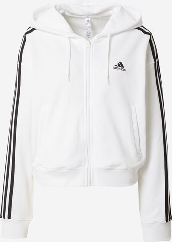 Giacca di felpa sportiva 'Essentials 3-Stripes French Terry' di ADIDAS SPORTSWEAR in bianco: frontale