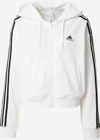 ADIDAS SPORTSWEAR Αθλητική ζακέτα φούτερ 'Essentials 3-Stripes French Terry' σε λευκό: μπροστά