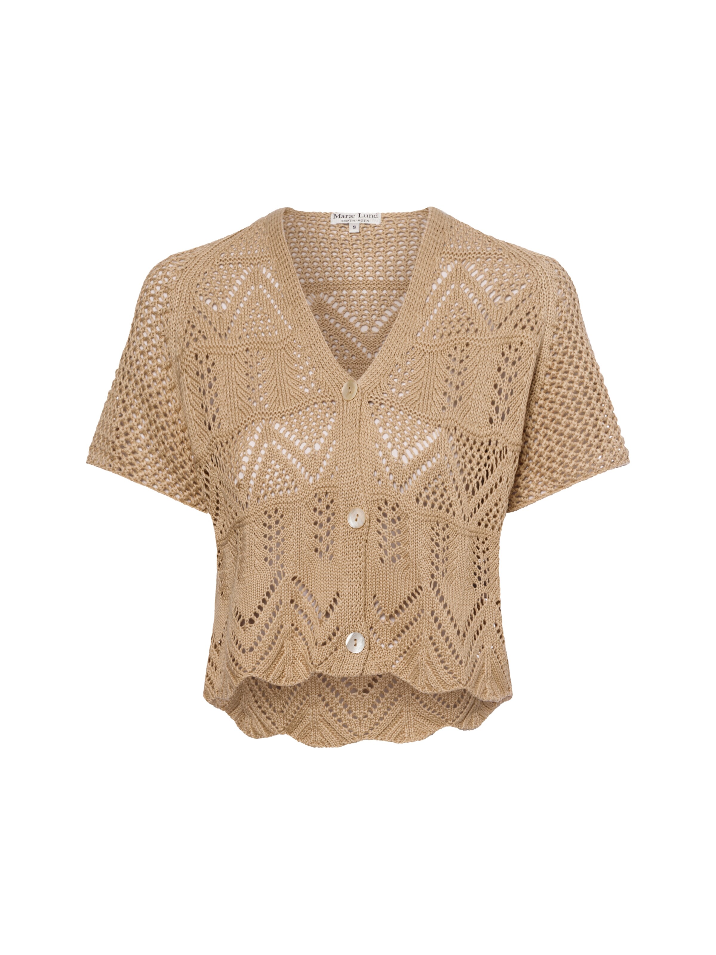 Marie Lund Gebreid vest ' ' in Beige: voorkant