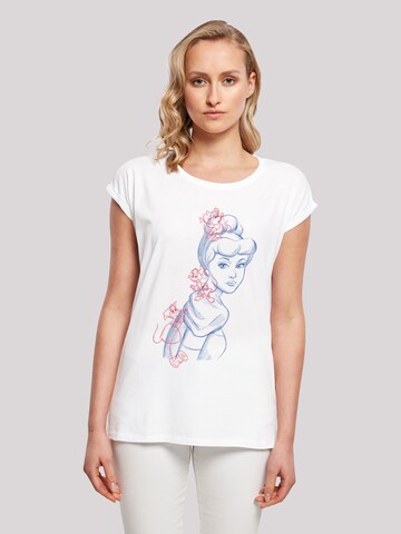 T-shirt 'Cinderella Mouse Sketch' F4NT4STIC en blanc : devant