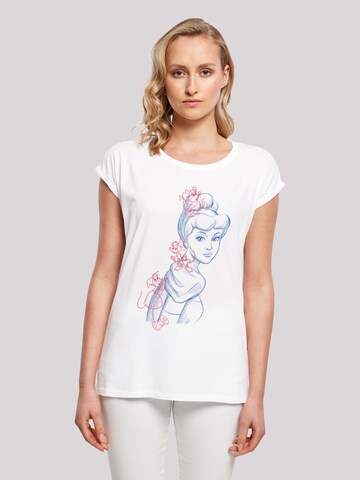 F4NT4STIC T-Shirt 'Cinderella Mouse Sketch' in Weiß: Vorderseite