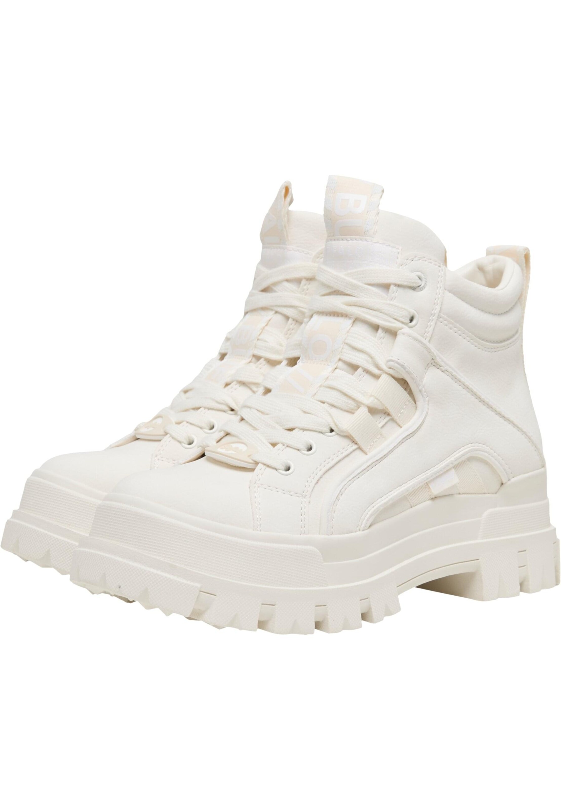 BUFFALO - Bota com atacadores 'Aspha' em branco: frente