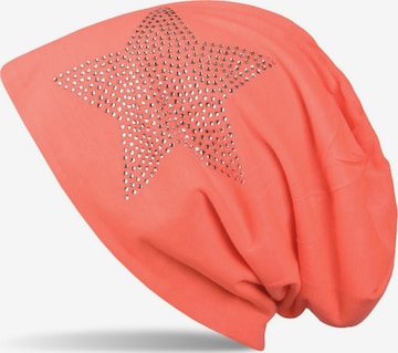 styleBREAKER Mütze 'Leichte Beanie mit Strass Stern' in Orange: Vorderseite
