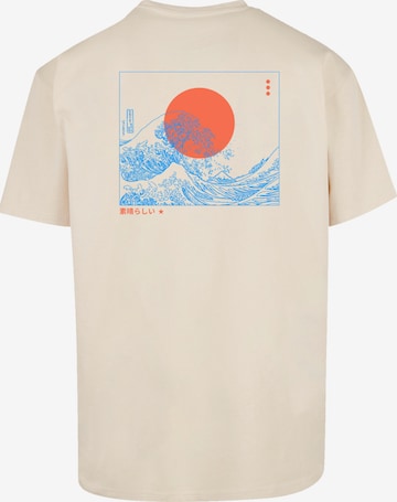 F4NT4STIC Shirt 'Kanagawa Welle Blue' in Beige: voorkant