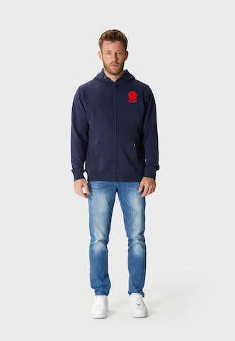Oldskull Zip-Up Hoodie 'Retro Japan Island' in Blue