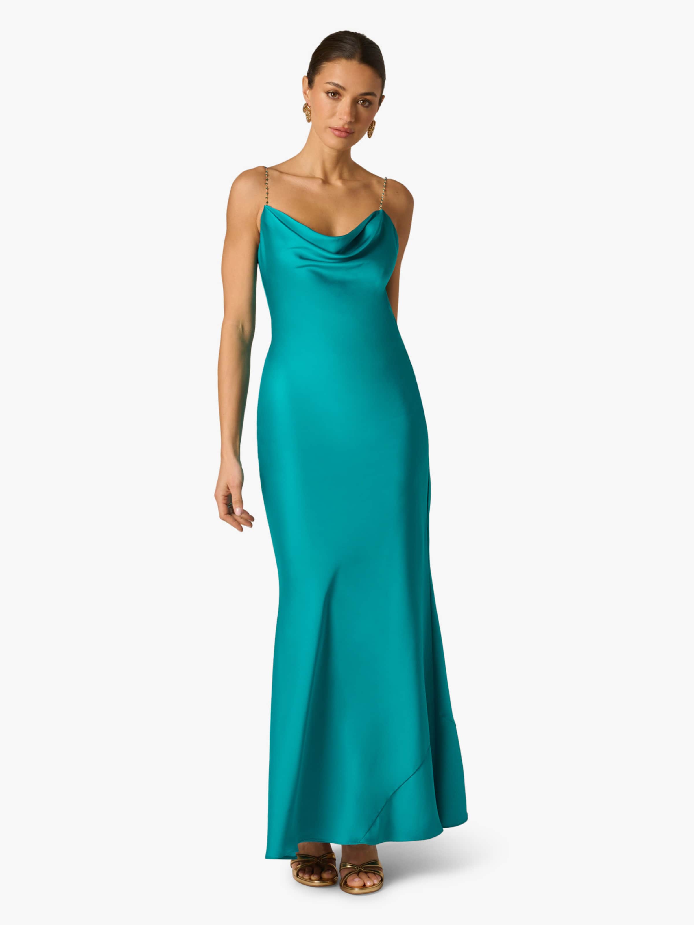 Adrianna Papell Avondjurk 'Stretch Satin Long Dress' in Groen: voorkant