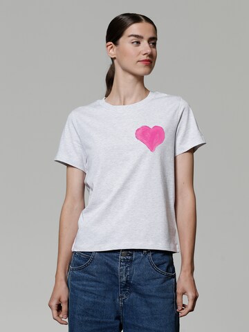 T-shirt ' Pink Heart ' Watapparel en gris : devant