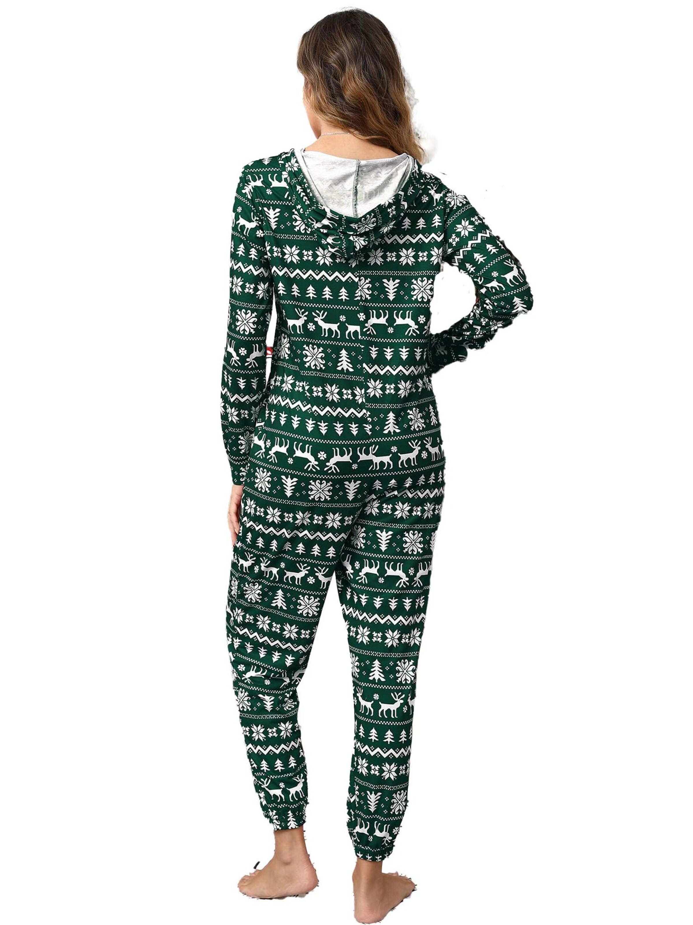 KoJooin Kombinezon 'Damen Overall mit Print, Kapuze, Kordelzug, langen Ärmeln und Taschen Bequemer Freizeit Jumpsuit' w kolorze zielony