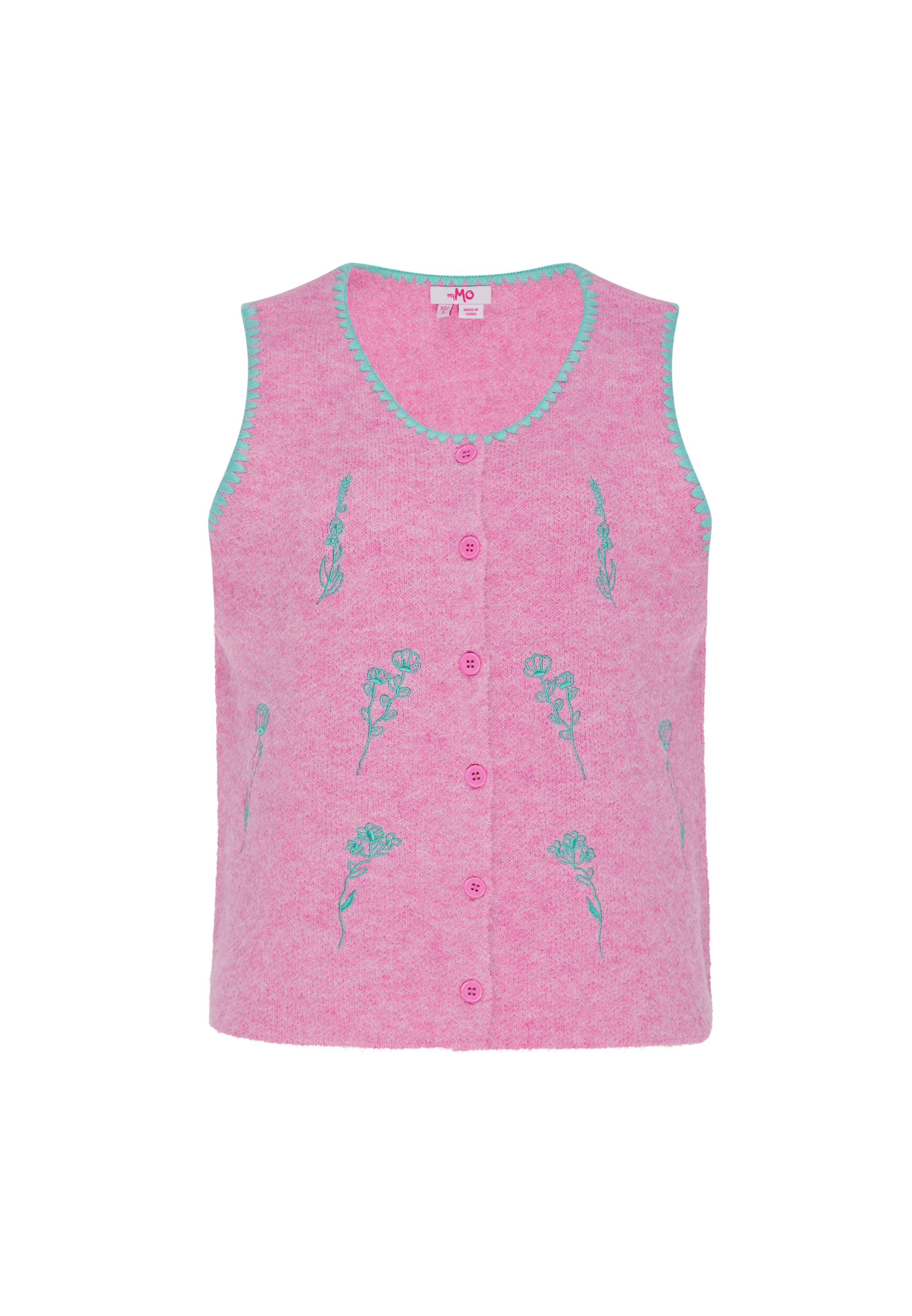 MYMO Gebreide bodywarmer in Roze: voorkant