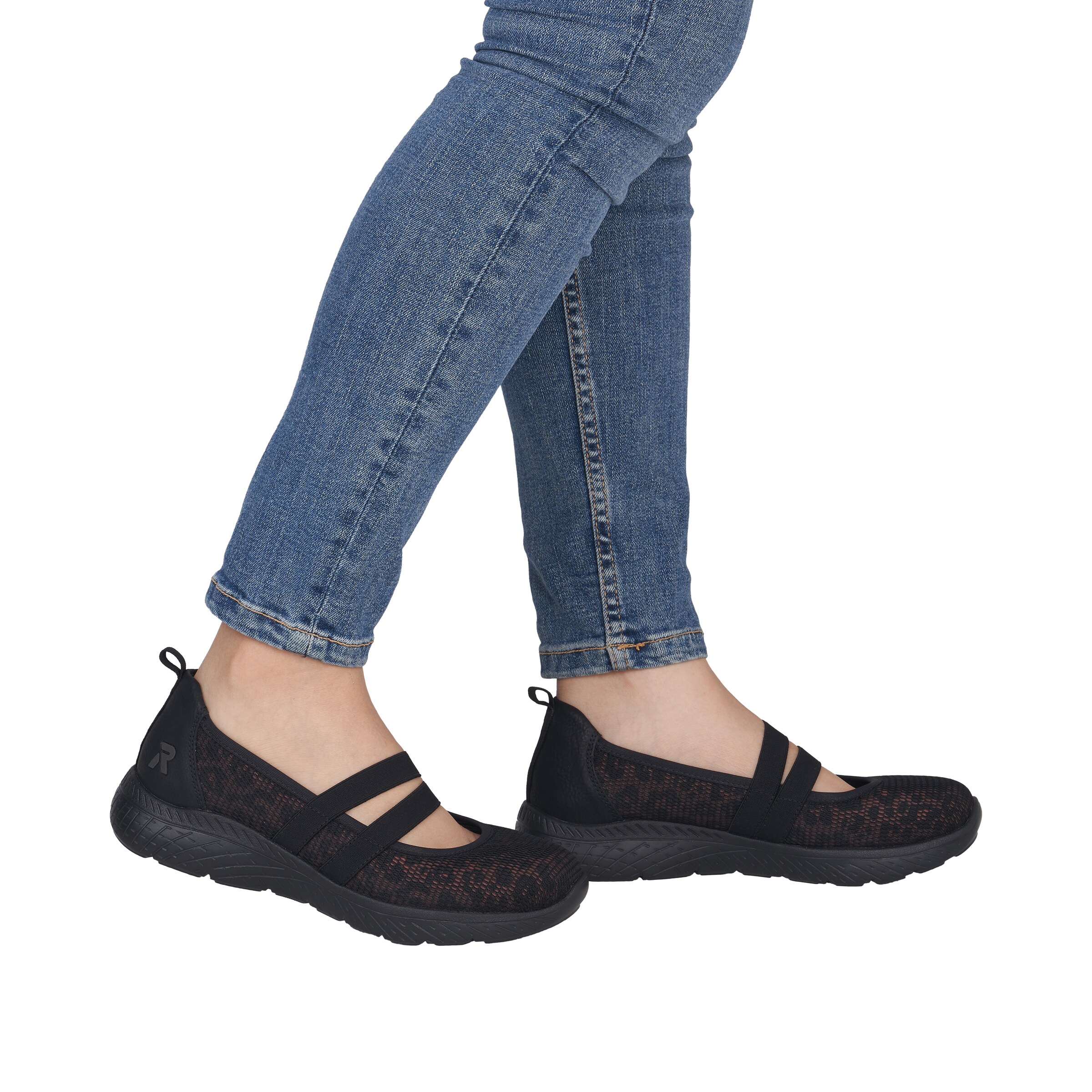 Rieker Ballet Flats with Strap in Black