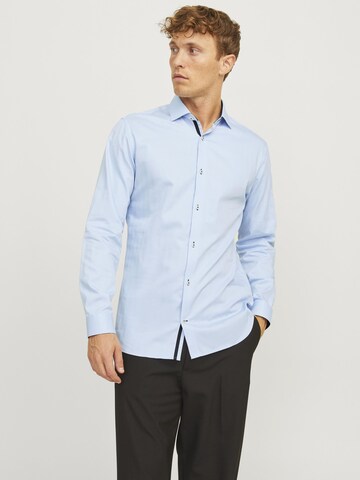 JACK & JONES Slim fit Button Up Shirt 'JPRBLAParker' in Blue: front