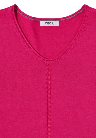 CECIL Basic Pullover mit V-Neck in Unifarbe in Pink
