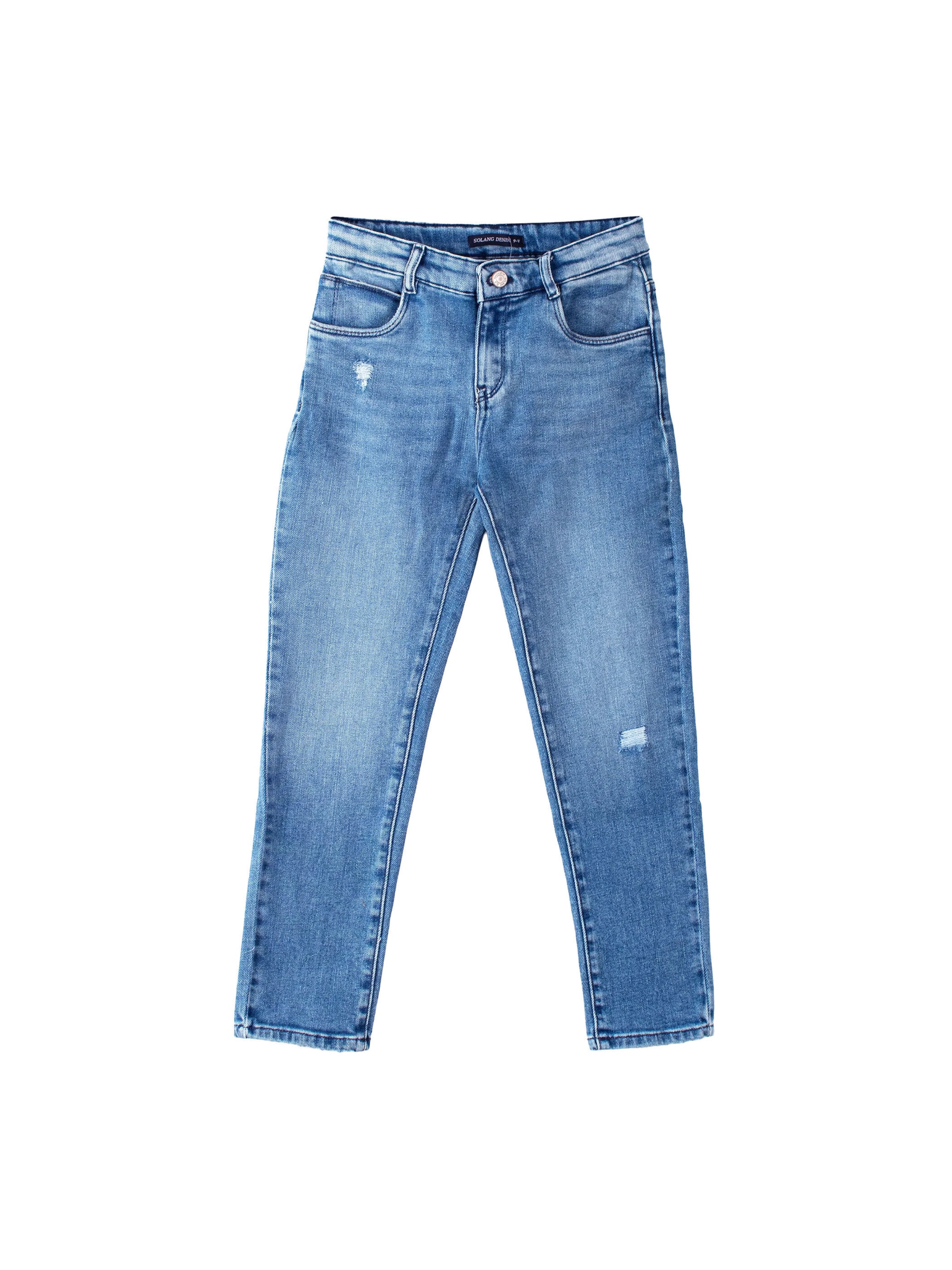 Solang Slimfit Hose Denim Jeans Slim-Fit Used-Look in Blau: Vorderseite
