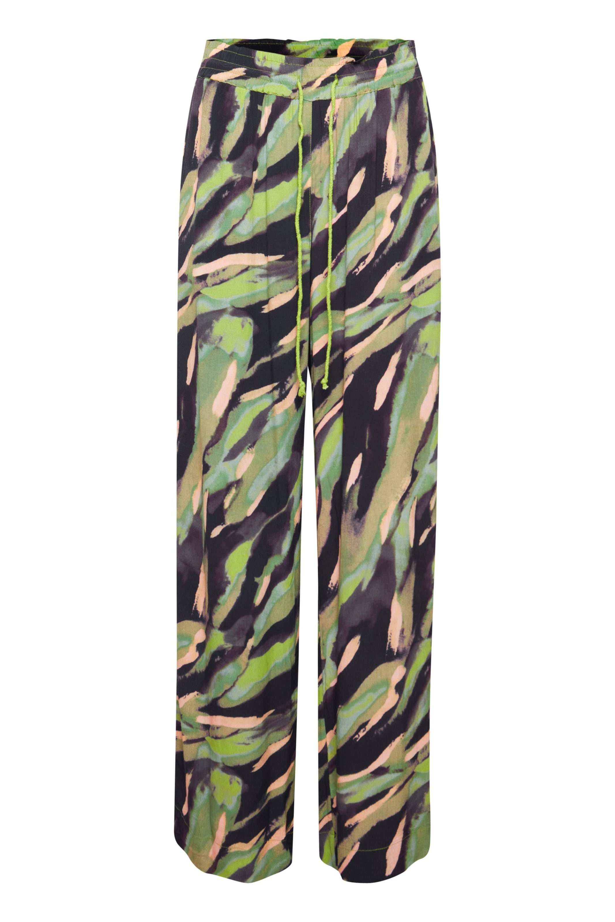 Fransa Hose 'FRKaiya' in hellbeige / hellgrün / schwarz, Produktansicht