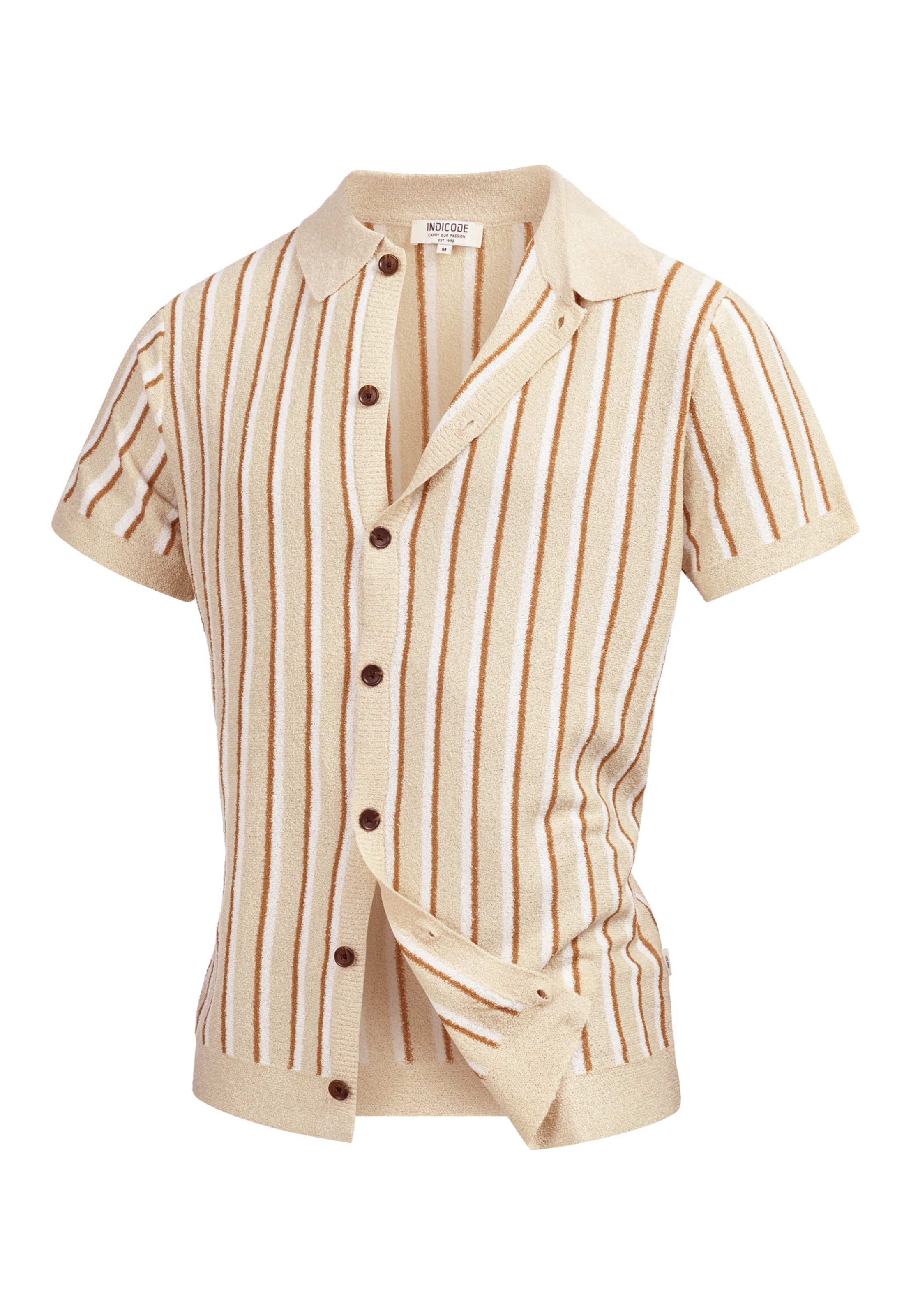 Coupe regular Chemise 'INKaziz' INDICODE JEANS en beige : devant