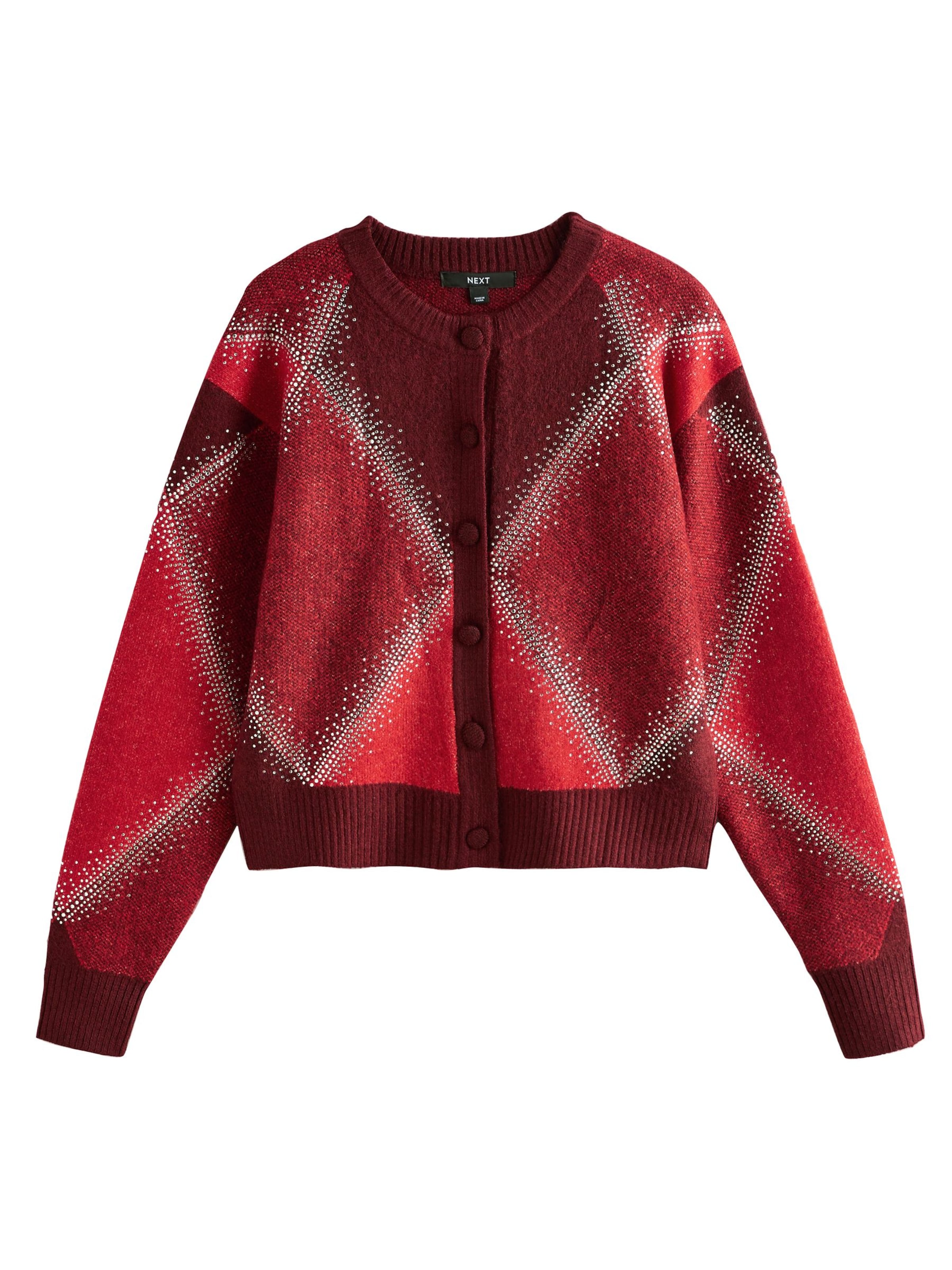 Next Плетена жилетка в червено: отпред