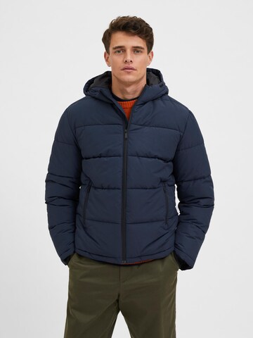 SELECTED HOMME Winter Jacket 'Harry' in Blue: front